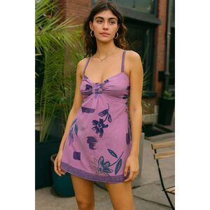 URBAN RENEWAL Pink Purple Floral Sleeveless Babydoll Y2k Dress   Women's Size M